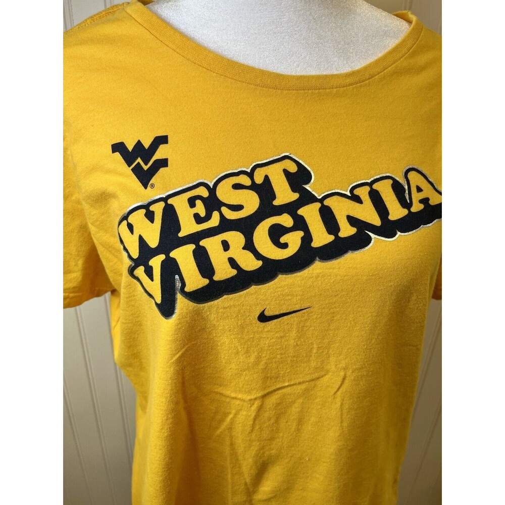Nike West Virginia University Football T Shirt Youth Xl 16-18‎ Slim Fit Yellow